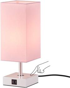 img 4 attached to 💡 Multi-functional Pink Touch Control Table Lamp with USB Ports and LED Bulb - Perfect for Bedrooms and Living Rooms