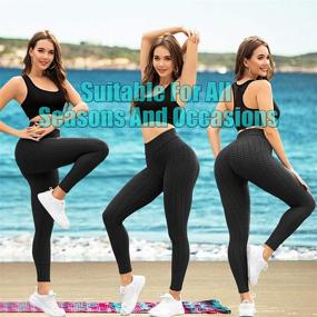 img 2 attached to 🩳 AIMILIA High Waisted Yoga Pants for Women - Butt Lifting Anti Cellulite Leggings, Workout Tummy Control Sport Tights