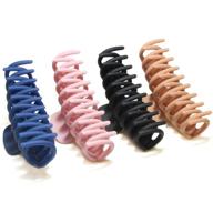 💇 auxision french design hair claw clips: strong hold for thick hair (4-pack) - matt finish, 4 colors logo