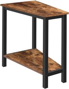 img 4 attached to 🪑 HOOBRO Wedge End Table: Recliner Side Table with Extra Shelf - Rustic Brown Accent Table for Small Spaces, Living Room, Condo, Dormitory