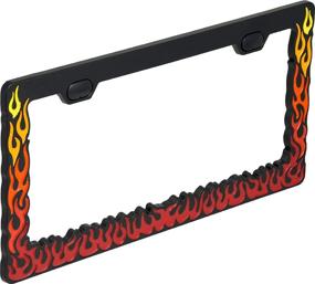 img 1 attached to Black Universal Flames Design License Plate Frame by Bell Automotive, Model 22-1-46168-8