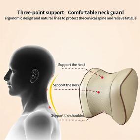 img 1 attached to 🚗 Raygis Car Neck Pillow - Relieve Neck Fatigue with Pu Leather and Memory Foam - Ergonomic Design - Car Seat Headrest Cushion - 1 Pack (Beige)