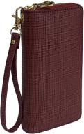 👜 women's brown grain double wristlet handbags & wallets for checkbook and passport logo