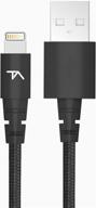 tech armor apple mfi certified lightning cable to usb a - 6ft black - tough-braided extra-strong jacket - sync/charge iphone &amp logo