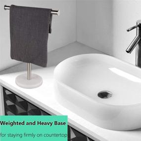 img 3 attached to 🛀 Modern T-Shape Towel Rack with Heavy Marble Base for Bathroom Vanity, Free-Standing Hand Towel Holder in Brushed Silver Stainless Steel