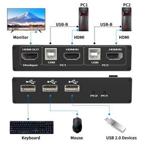 img 3 attached to 🔀 KETAKY KVM HDMI Switch 2 Port: 4K@60Hz, USB 2.0 Ports, 2 Computers Share Monitor, Keyboard & Mouse, No Power Needed, Plug & Play