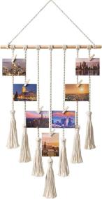 img 4 attached to 📸 Boho Macrame Hanging Photo Display: Chic Christmas Decor for Apartment Bedroom Living Room Gallery - 25 Wood Clips Included!