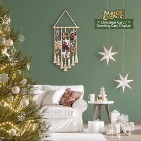 img 1 attached to 📸 Boho Macrame Hanging Photo Display: Chic Christmas Decor for Apartment Bedroom Living Room Gallery - 25 Wood Clips Included!