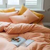 🍊 vm orange queen duvet cover, coral pink girls duvet cover set - jersey knit cotton luxury bedding - queen size 90x90 inch logo