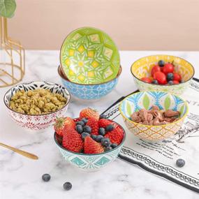 img 1 attached to 🍜 Porcelain Cereal Bowl Set - Ideal for Desserts, Snacks, and More