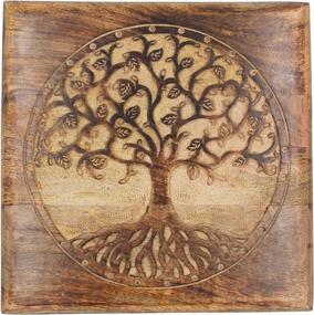 img 1 attached to 🌳 DharmaObjects Tree of Life 1: Solid Mango Wood Hand Carved Puja Shrine Altar Meditation Table