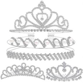 img 4 attached to 💎 Sparkling Silver Crystal Headband Set - Teenitor Rhinestone Headbands for Women, Perfect Hair Jewelry for Wedding, Crown Party & Tiaras