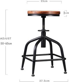 img 3 attached to 🪑 Premium FUBIRUO Industrial Bar Stool Set - Vintage Farmhouse Style, Adjustable, Swivel, Metal Stool with Wooden Top - Pack of 2 (Black)