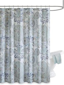 img 2 attached to 🌸 Madison Park Isla 100% Cotton Percale Shower Curtain: Boho Floral Medallion Print for Modern Home Bathroom Décor