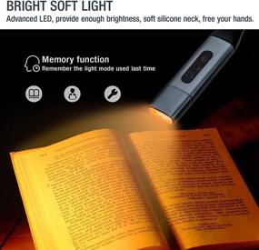 img 3 attached to Vekkia 2021 Rechargeable Neck Reading Light Amber - Bedside Book Light with 3 Colors, 8 LED, Adjustable Brightness, Bendable Arms, Long-Lasting - Perfect for Bookworms