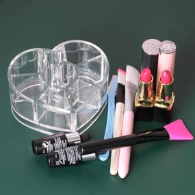 img 1 attached to 💄 MOSIKER Acrylic Small Lipstick Organizer and Cosmetic Storage for Vanity - 8-Slot Heart Shape Lip Gloss Display Stand