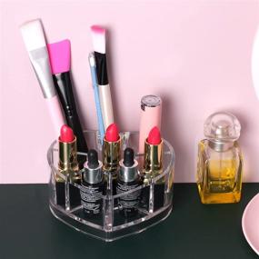 img 2 attached to 💄 MOSIKER Acrylic Small Lipstick Organizer and Cosmetic Storage for Vanity - 8-Slot Heart Shape Lip Gloss Display Stand