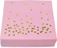 🍽️ trolir pink and gold luncheon napkins - 100 pack, 2-ply disposable paper napkins 6.5x6.5 inch, stamped with sparkly gold foil dots, perfect for weddings, parties, birthdays, dinner, lunch, and cocktails logo