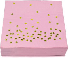 img 4 attached to 🍽️ TROLIR Pink and Gold Luncheon Napkins - 100 Pack, 2-Ply Disposable Paper Napkins 6.5x6.5 inch, Stamped with Sparkly Gold Foil Dots, Perfect for Weddings, Parties, Birthdays, Dinner, Lunch, and Cocktails