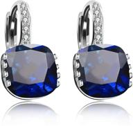 💎 uloveido women's platinum plated square crystal lever back earrings with cubic zirconia (blue, pink, purple, white) - dml115 logo