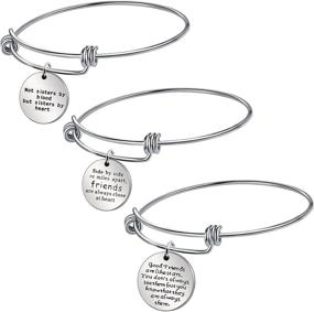 img 4 attached to 🎁 AGR8T Stainless Steel 3PCS Expendable Bangle Bracelets - Best Friend Birthday Gift