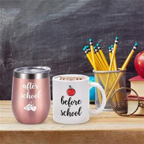 img 2 attached to Qtencas Before and After School Teacher Coffee Mug and Wine Tumbler Set - Funny Gift Idea for Teachers, Appreciation from Students - Insulated Stainless Steel Tumbler and Coffee Mug Combo, 12 Oz and 11 Oz Sizes