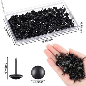 img 3 attached to 🛋️ 200 Pieces Matte Black Upholstery Nails - 7/16 Inch (11 x 17 mm) - Furniture Sofa Thumb Tacks Push Pin DIY Nail Assortment Kit - Storage Box Included - for Upholstered Furniture, Cork Board, DIY Project, Home Decor