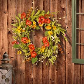 img 2 attached to 🌸 22-Inch National Tree Company Spring Wreath: Branch Flower Wreath with Multi-Color Flowers for Front Door or Home Decoration