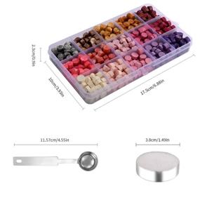 img 3 attached to 🔴 360 Count Octagon Sealing Wax Beads Set - Mix of 15 Pink-Purple Colors in Plastic Box with 1PC Wax Melting Spoon and 2PCS Tea Candles