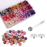 🔴 360 count octagon sealing wax beads set - mix of 15 pink-purple colors in plastic box with 1pc wax melting spoon and 2pcs tea candles logo