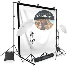 img 4 attached to LimoStudio AGG139 Photography Umbrella Studio Lighting Kit with White and Black Backdrop - Ultimate Photo Studio Solution