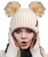 🧢 furtalk cute winter beanie hats: stay warm in style with double faux fur pom poms logo