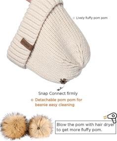 img 3 attached to 🧢 FURTALK Cute Winter Beanie Hats: Stay Warm in Style with Double Faux Fur Pom Poms