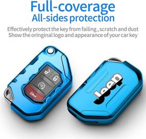 img 2 attached to 🔑 Jeep Key Fob Cover - Tukellen Premium Soft Full Protection Key Shell, Compatible with Jeep Gladiator JT Sahara JLU 2018-2021 Wrangler JL JLU Rubicon - Blue