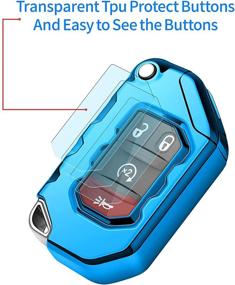 img 1 attached to 🔑 Jeep Key Fob Cover - Tukellen Premium Soft Full Protection Key Shell, Compatible with Jeep Gladiator JT Sahara JLU 2018-2021 Wrangler JL JLU Rubicon - Blue