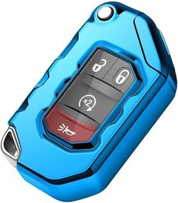 img 4 attached to 🔑 Jeep Key Fob Cover - Tukellen Premium Soft Full Protection Key Shell, Compatible with Jeep Gladiator JT Sahara JLU 2018-2021 Wrangler JL JLU Rubicon - Blue