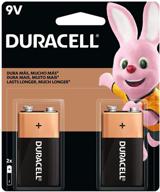 🔋 duracell - медная верхняя 9v щелочные батарейки - долговечные и универсальные 9-вольтные батарейки для домашнего и коммерческого использования - набор из 2 шт. логотип