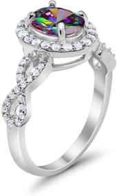 img 2 attached to Infinity Art Deco Halo Wedding Engagement Bridal Ring: Oval & Round CZ, Solid 925 Sterling Silver - Choose Color