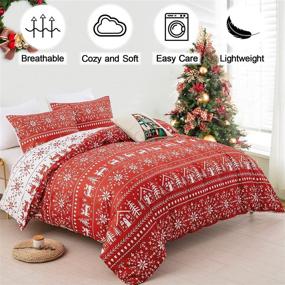 img 1 attached to 🎄 Festive Christmas Duvet Cover Queen: Reindeers Snowflake Design, Reversible Bedding Set – Soft Microfiber, 3 Piece Comforter Cover with Zipper Closure, 90”x90”, Perfect Christmas Home Decor
