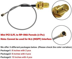 img 3 attached to 🔗 U.FL to RP-SMA Female IPEX Pigtail WiFi Antenna Extension Cable (Pack of 4, 10 inches each) - Ideal for UFL to SMA Mini PCI Connections