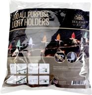 🎄 holiday joy christmas light clips - 200-pack clear gutter hooks for outdoor string lights and decorations: all-purpose and convenient! логотип