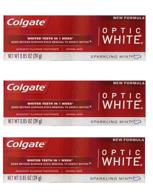 🌟 colgate optic white toothpaste sparkling mint 0.85 oz travel size (pack of 3): whitening power on the go! logo