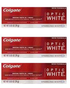 img 1 attached to 🌟 Colgate Optic White Toothpaste Sparkling Mint 0.85 Oz Travel Size (Pack of 3): Whitening Power on the Go!