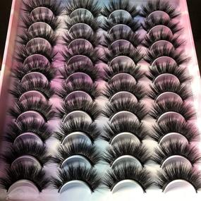 img 3 attached to Gmagictobo 20MM Thick Fluffy Faux Mink Lashes Pack - 20 Pairs, 4 Styles, 6D Long Dramatic Handmade Soft Eye Lashes Multipack