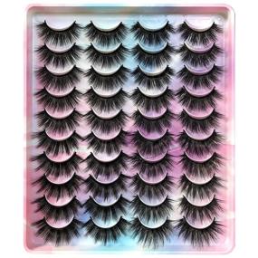 img 4 attached to Gmagictobo 20MM Thick Fluffy Faux Mink Lashes Pack - 20 Pairs, 4 Styles, 6D Long Dramatic Handmade Soft Eye Lashes Multipack