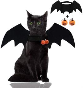 img 4 attached to 🐾 Pet Cat Dog Bat Wings Halloween Costume - Malier Bat Costume Wings with Pumpkin Bells (Medium)