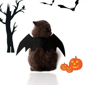 img 1 attached to 🐾 Pet Cat Dog Bat Wings Halloween Costume - Malier Bat Costume Wings with Pumpkin Bells (Medium)