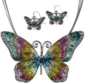 img 3 attached to 🦋 Кулон с бабочкой из эмали и комплект серёжек от Jewelry Nexus