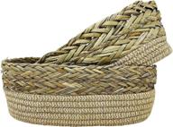 set of 2 hand-woven storage baskets with sea grass decoration logo