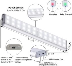 img 3 attached to Upgraded 2020 24-LED Light with 3 Soft/Warm/Natural Modes, 6 Color 🔦 Temperatures, Adjustable Brightness Level, and Motion Sensor, Ideal for Closet/Wardrobe/Stairs/Wall - 2 Pack